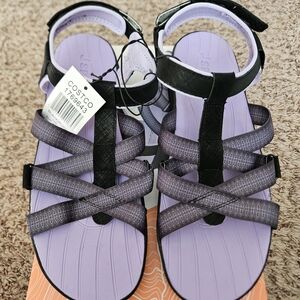 Women's Black and Purple Sandals